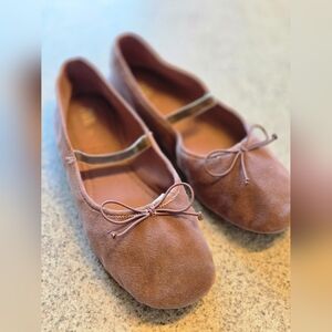 Zara Girl's Dust Pink Velbet Ballet Flat Shoes